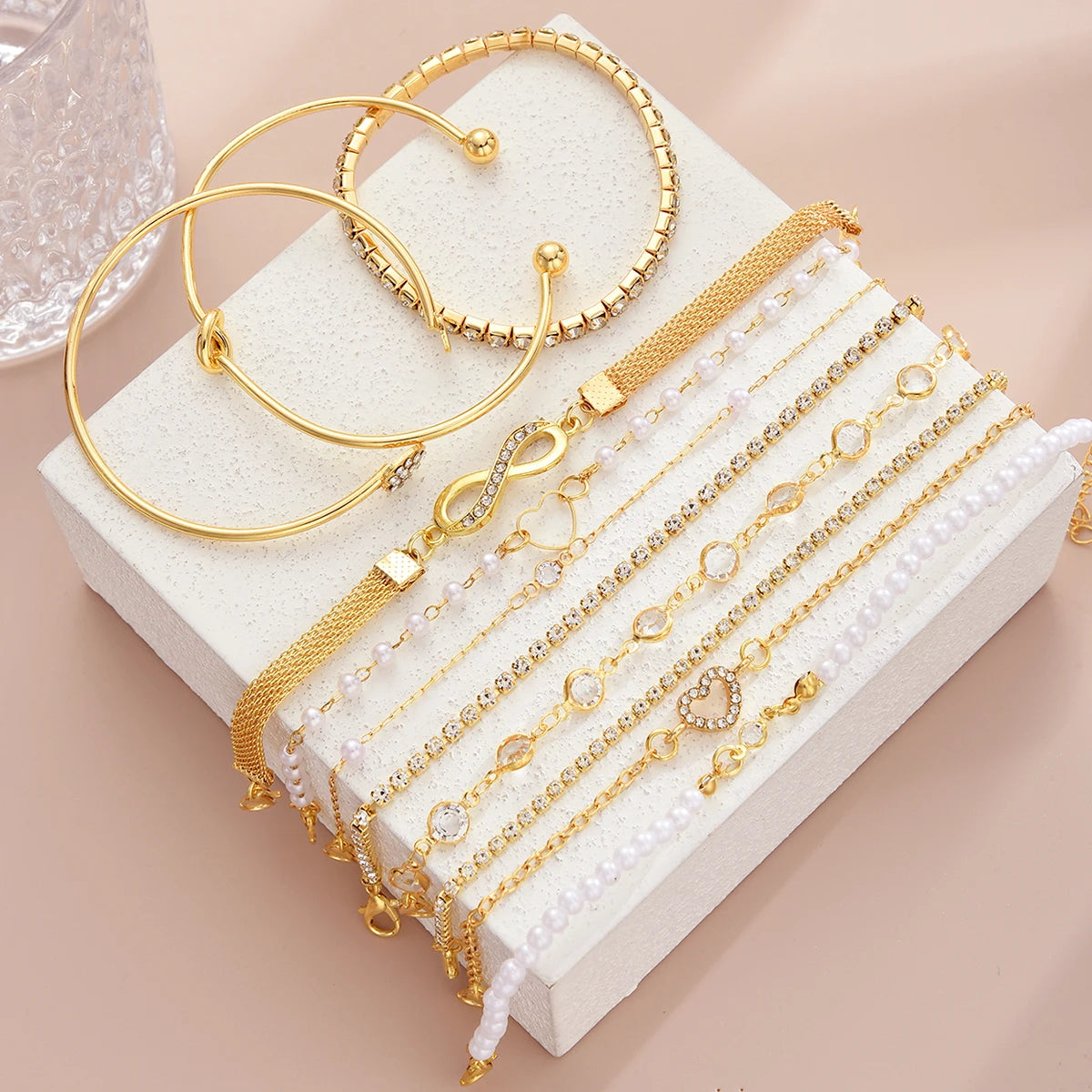 Boho Luxury Pearl & Gold Bracelet Set – 11 Pieces