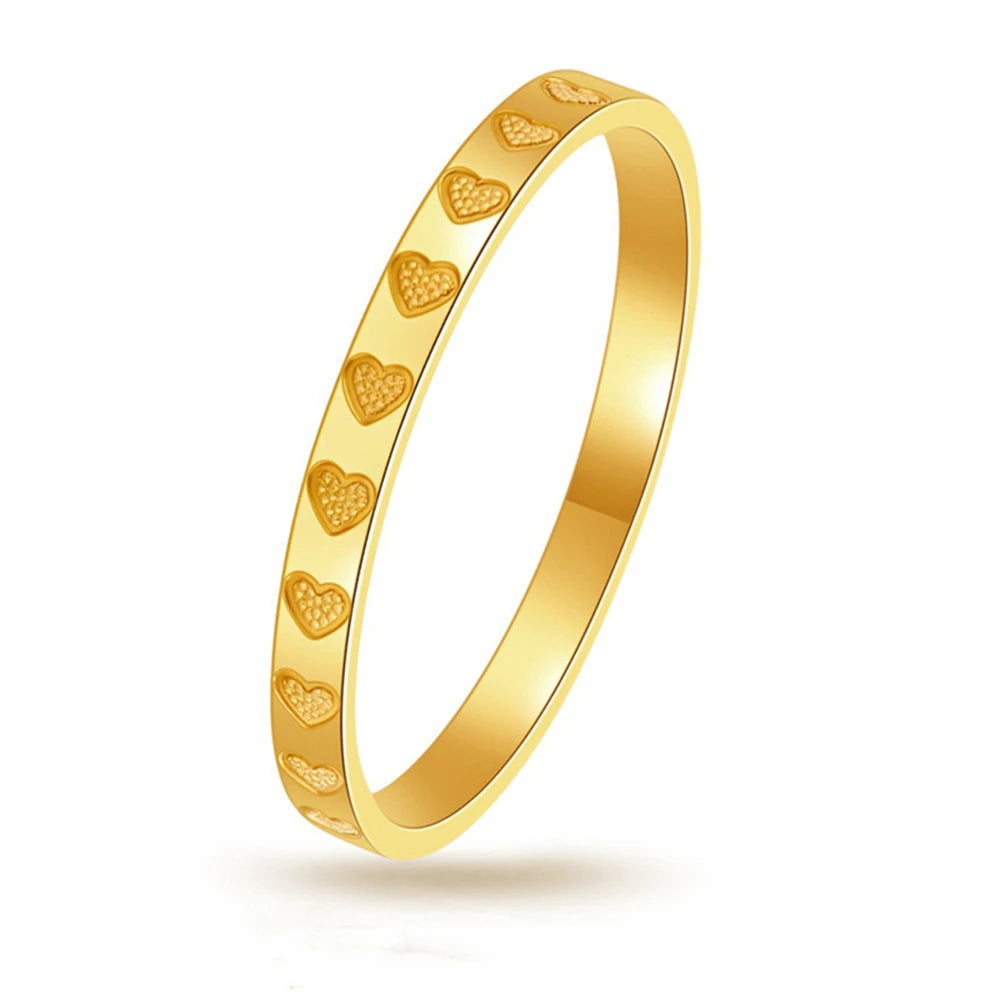 Elegant Heart Stainless Steel Gold Ring – Waterproof & No Fade